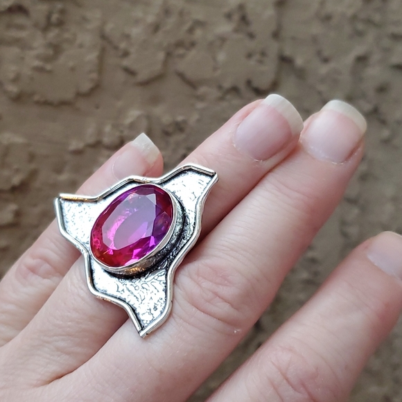 New Unique Bi-Color Tourmaline 925 Silver Ring. - Picture 7 of 16